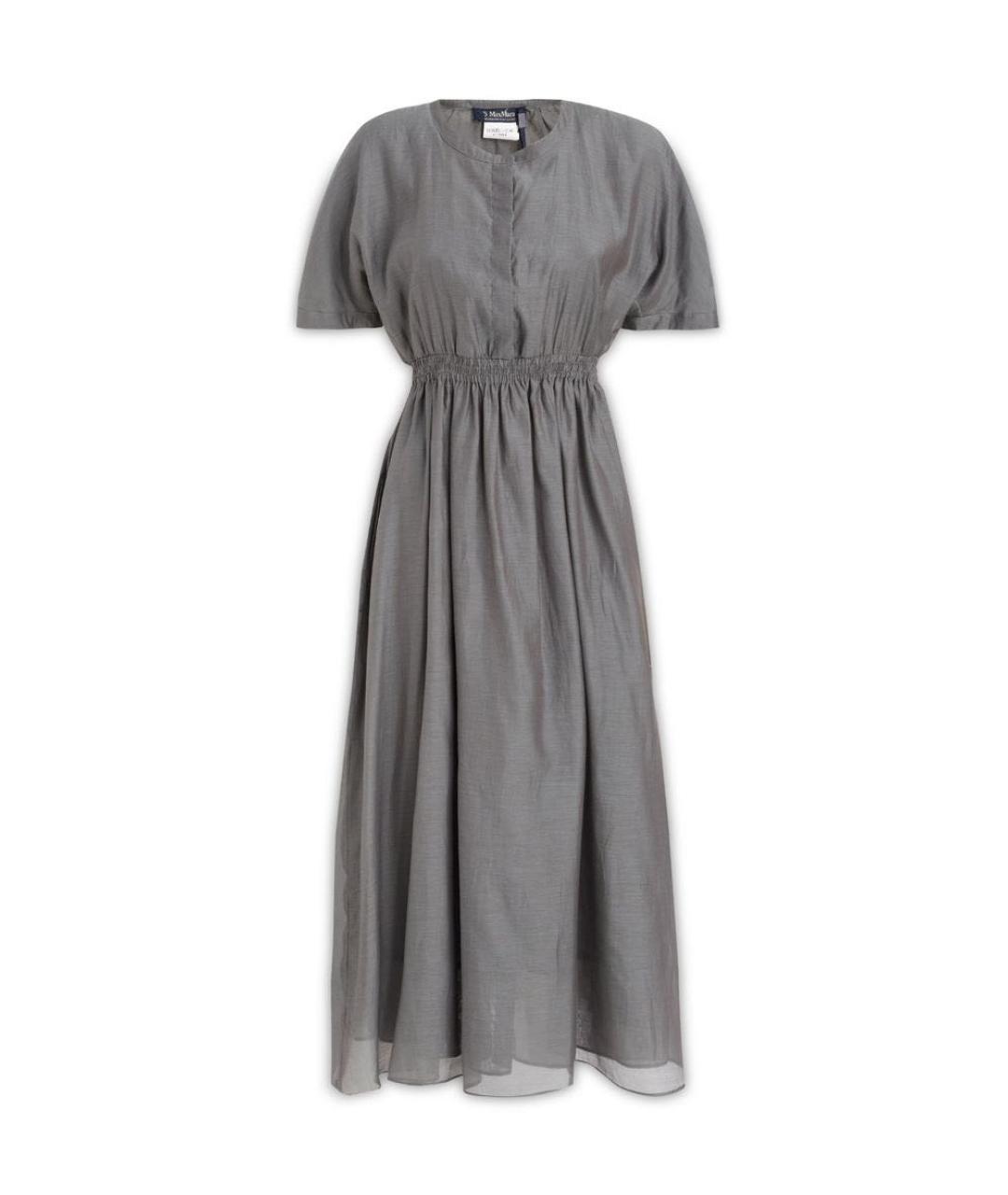 'S MAX MARA Серое хлопковое повседневное платье, фото 8