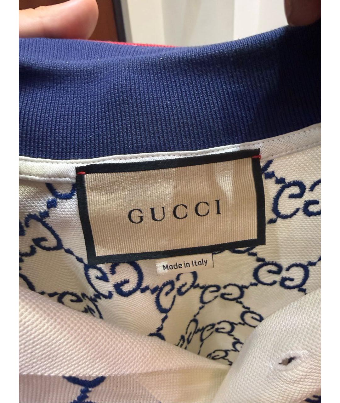 GUCCI Белое хлопковое поло с коротким рукавом, фото 3