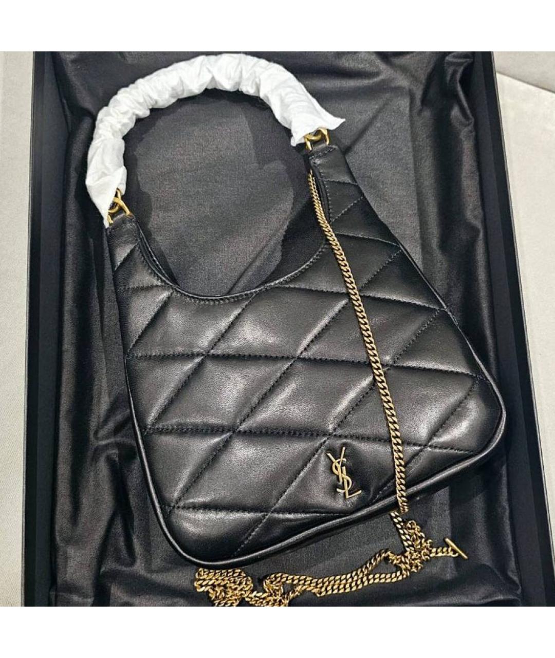 SAINT LAURENT Черная кожаная сумка с короткими ручками, фото 5