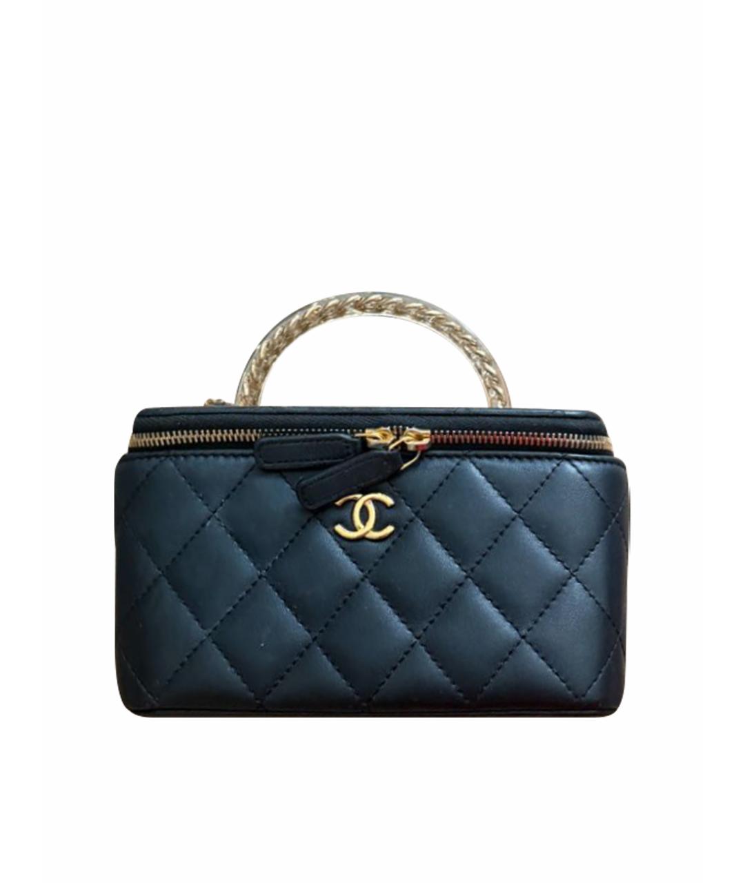 CHANEL Черная кожаная сумка с короткими ручками, фото 1
