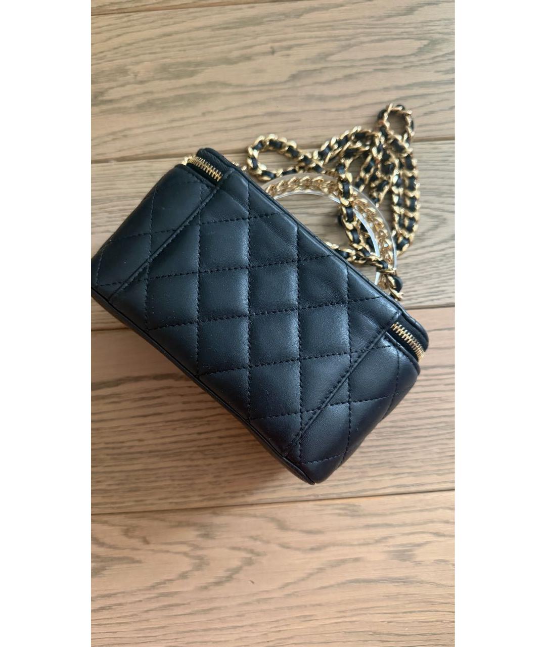 CHANEL Черная кожаная сумка с короткими ручками, фото 5