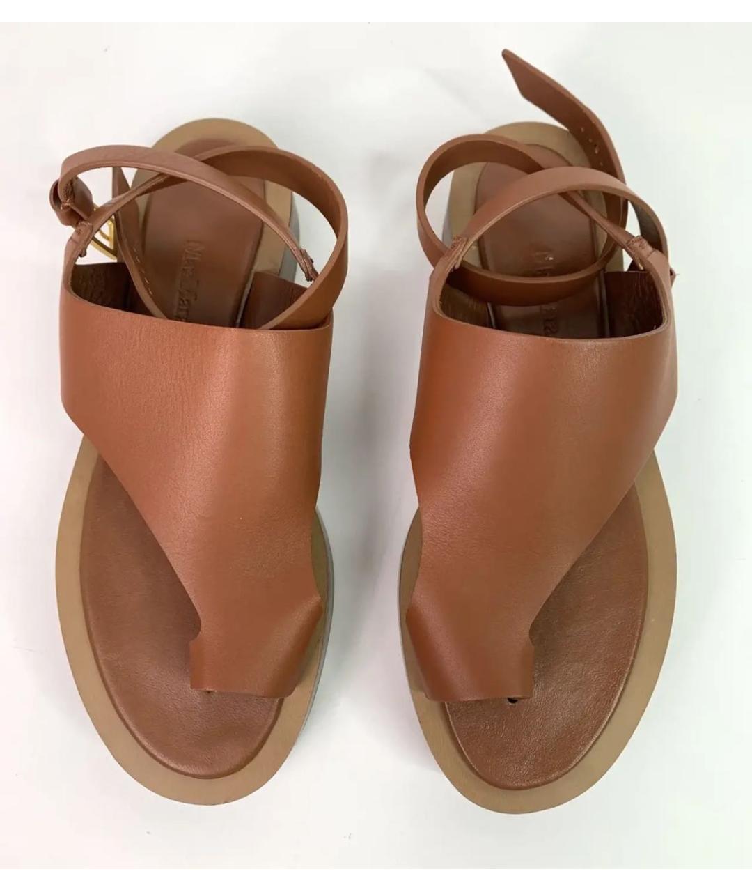 MAX MARA Коричневые кожаные сандалии, фото 3