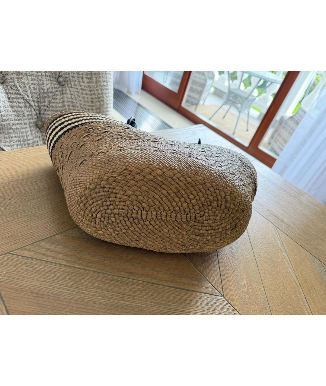 LOEWE Бежевая плетеная пляжная сумка, фото 4