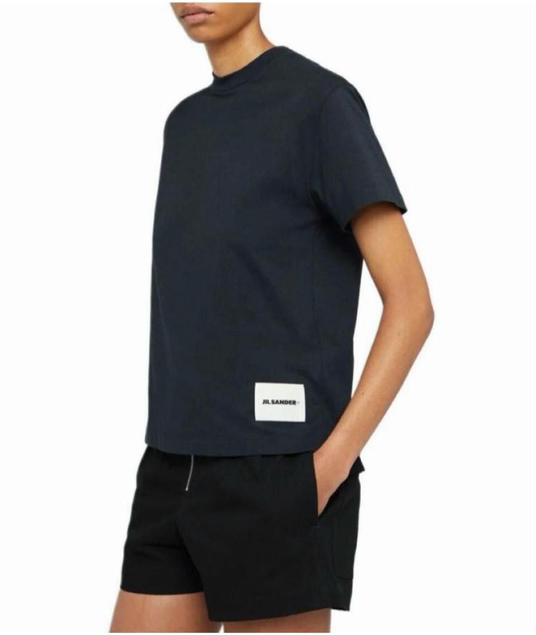 JIL SANDER Темно-синяя хлопковая футболка, фото 4
