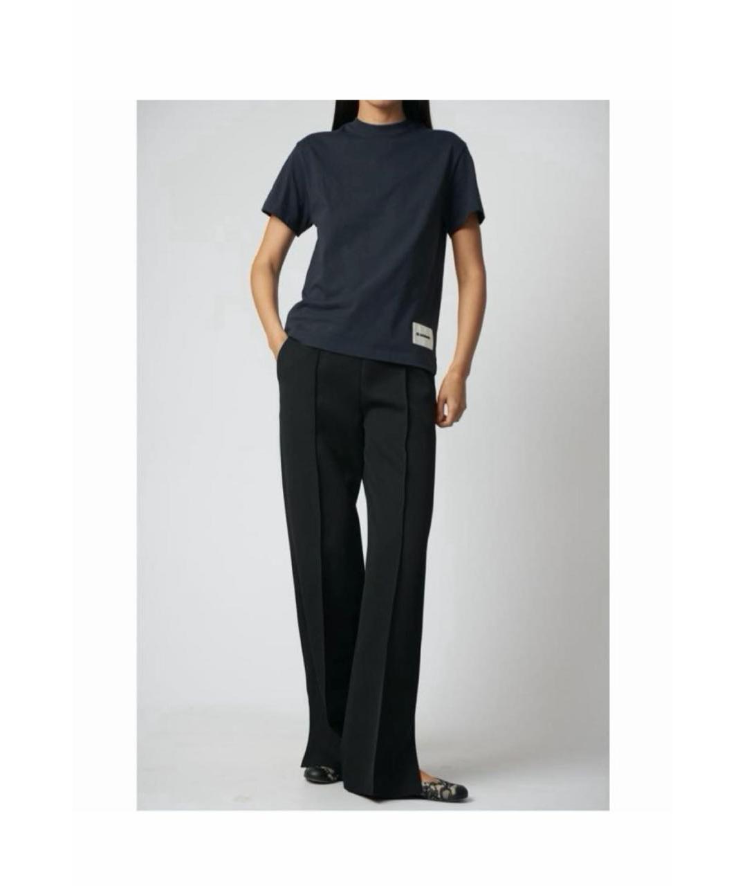 JIL SANDER Темно-синяя хлопковая футболка, фото 3