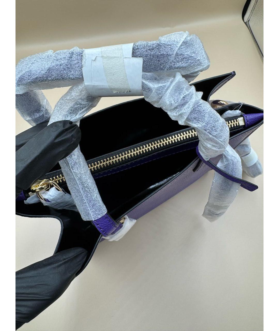 MARC JACOBS Фиолетовая кожаная сумка с короткими ручками, фото 6
