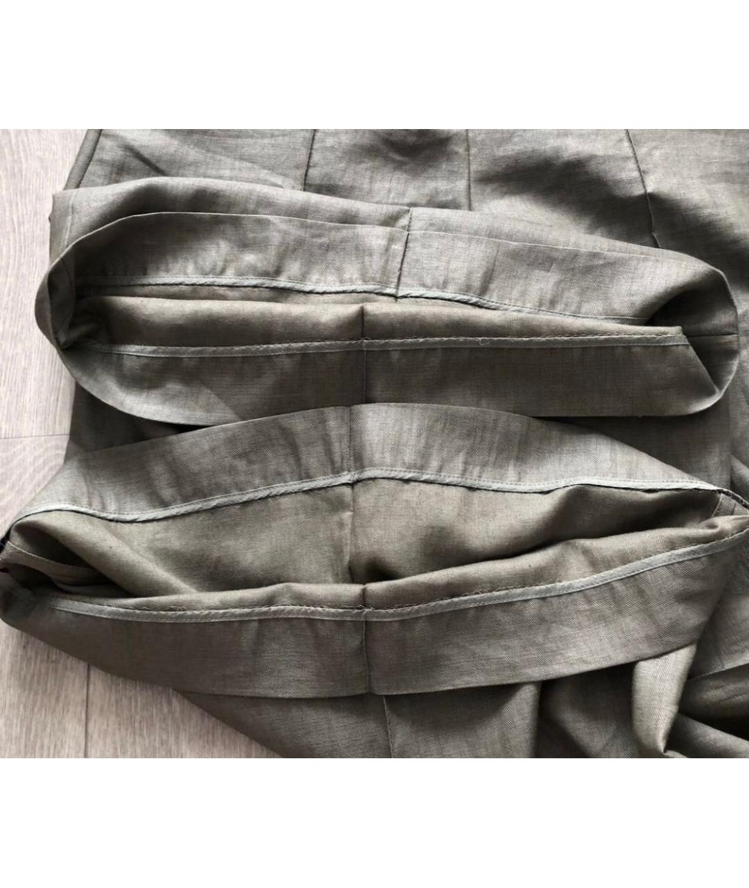 BRUNELLO CUCINELLI Хаки льняные брюки широкие, фото 6