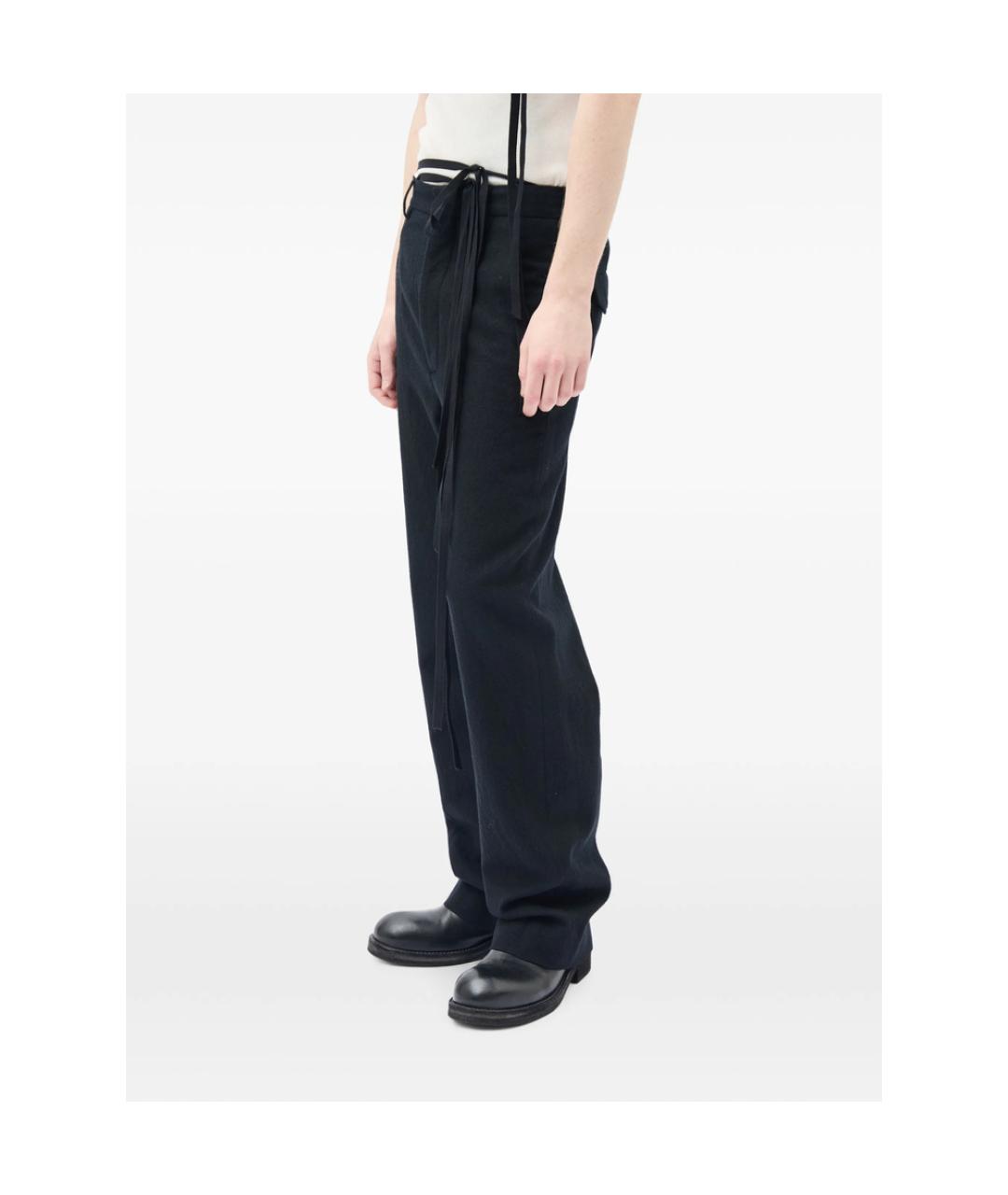 ANN DEMEULEMEESTER Черные шерстяные классические брюки, фото 4