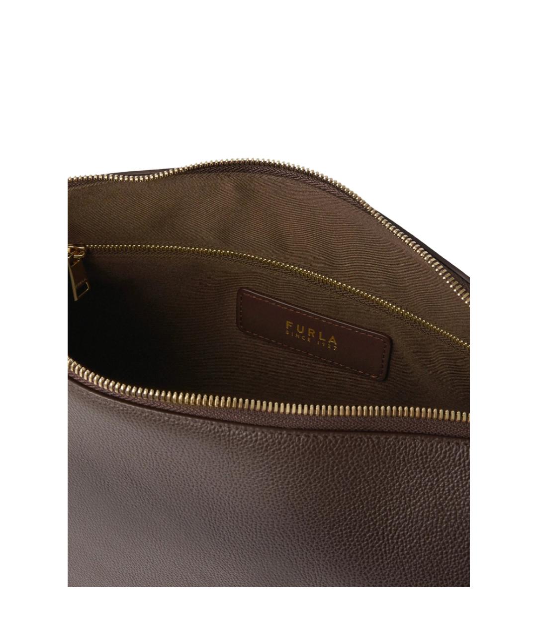 FURLA Коричневая кожаная сумка с короткими ручками, фото 4