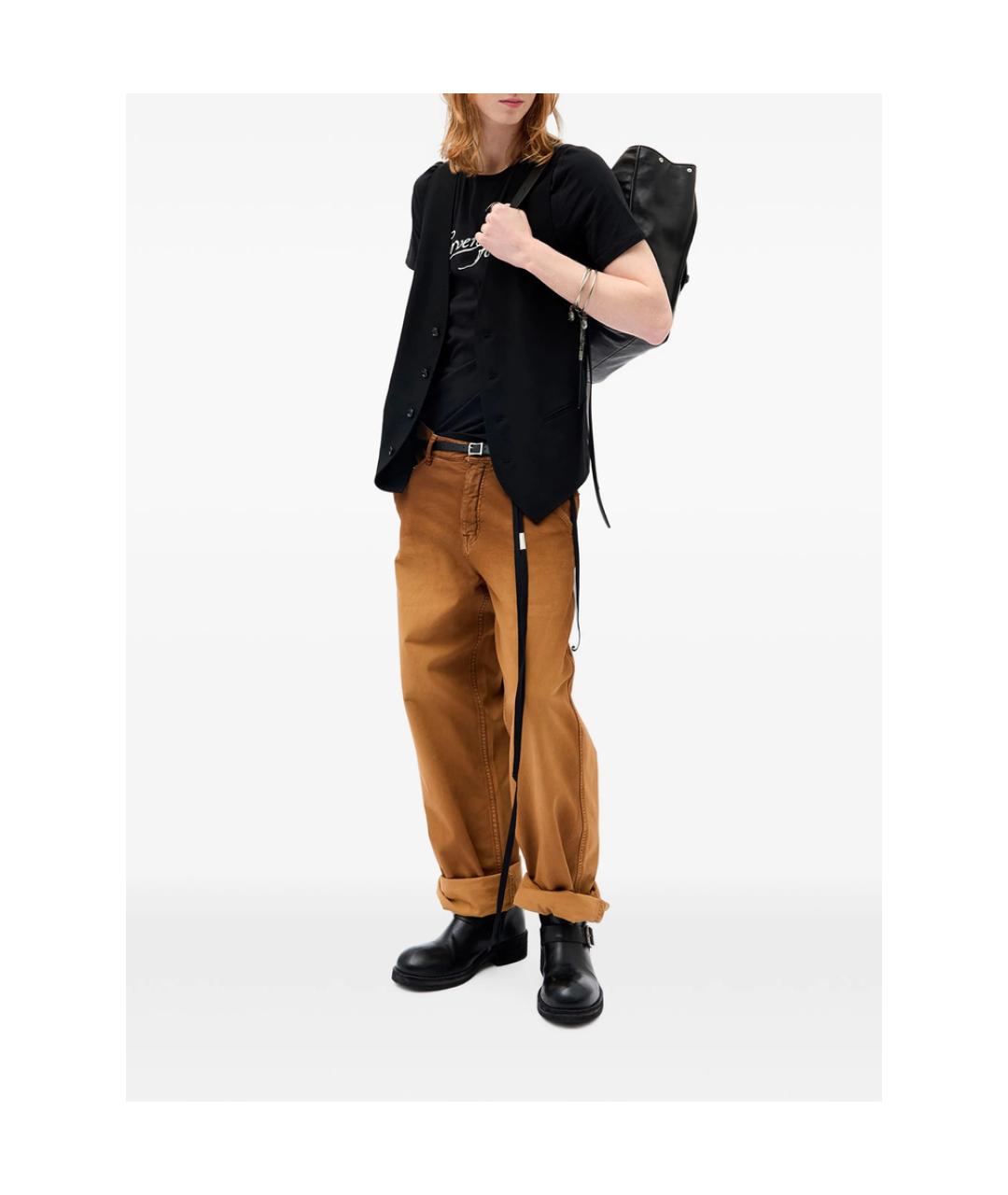 ANN DEMEULEMEESTER Черная хлопковая футболка, фото 2