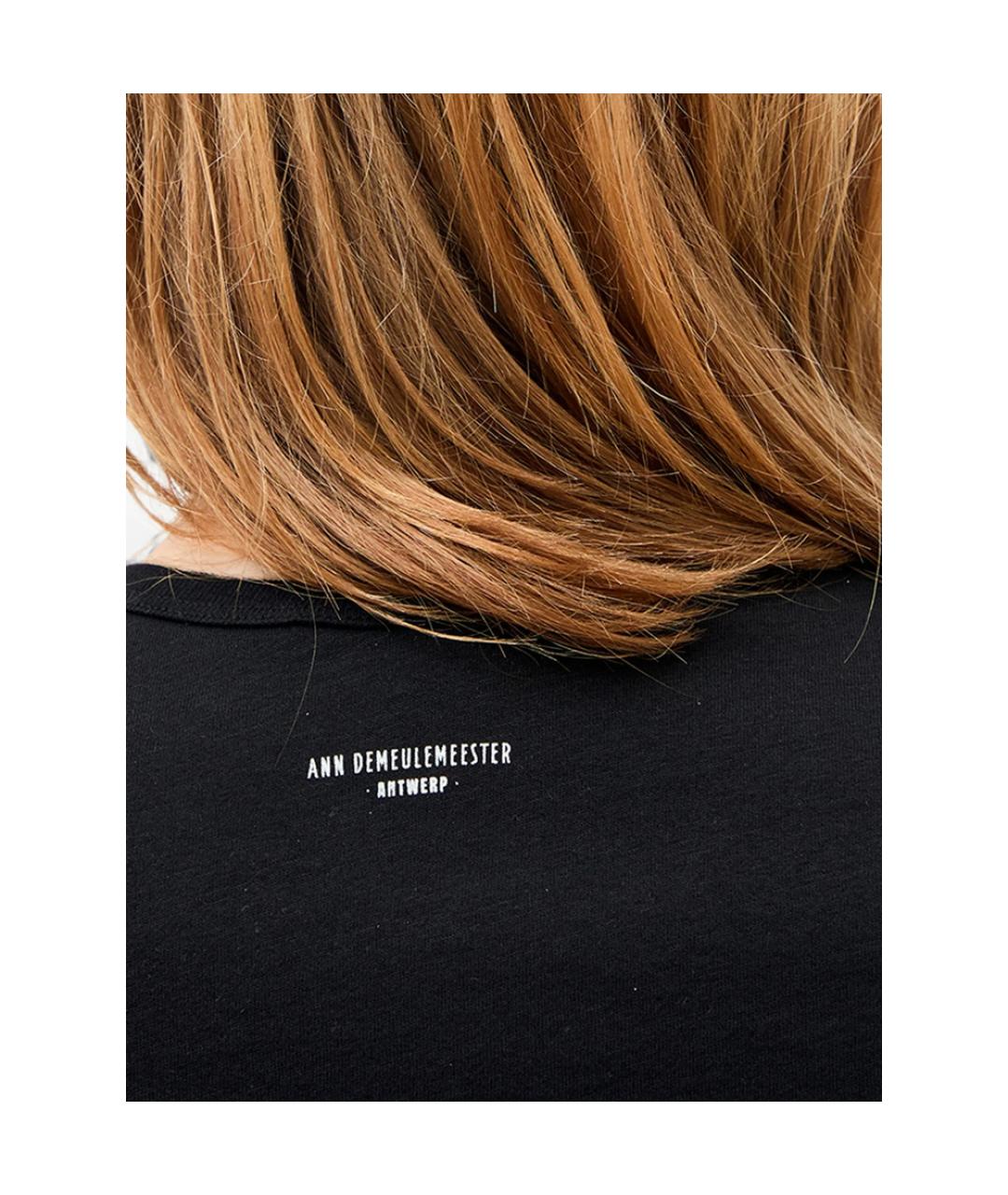 ANN DEMEULEMEESTER Черная хлопковая футболка, фото 4