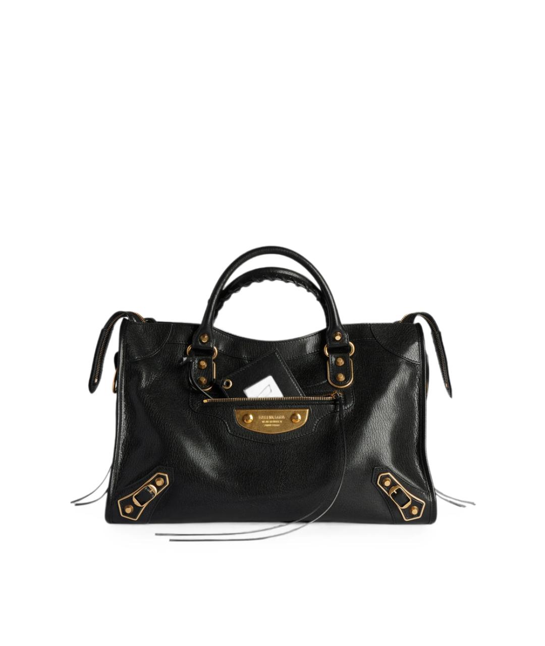 BALENCIAGA Черная кожаная сумка тоут, фото 1