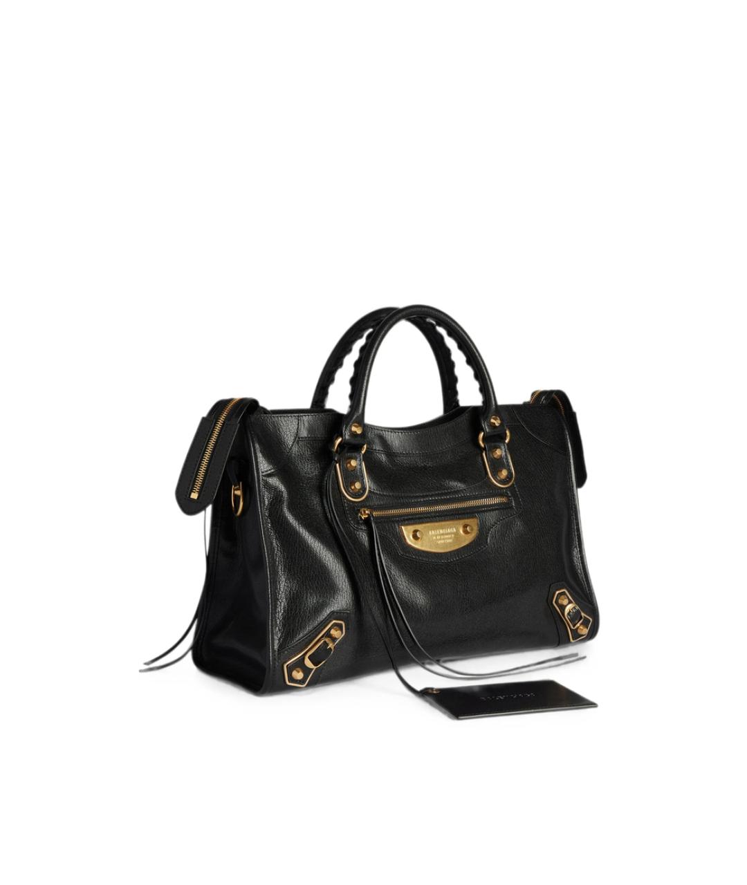 BALENCIAGA Черная кожаная сумка тоут, фото 5