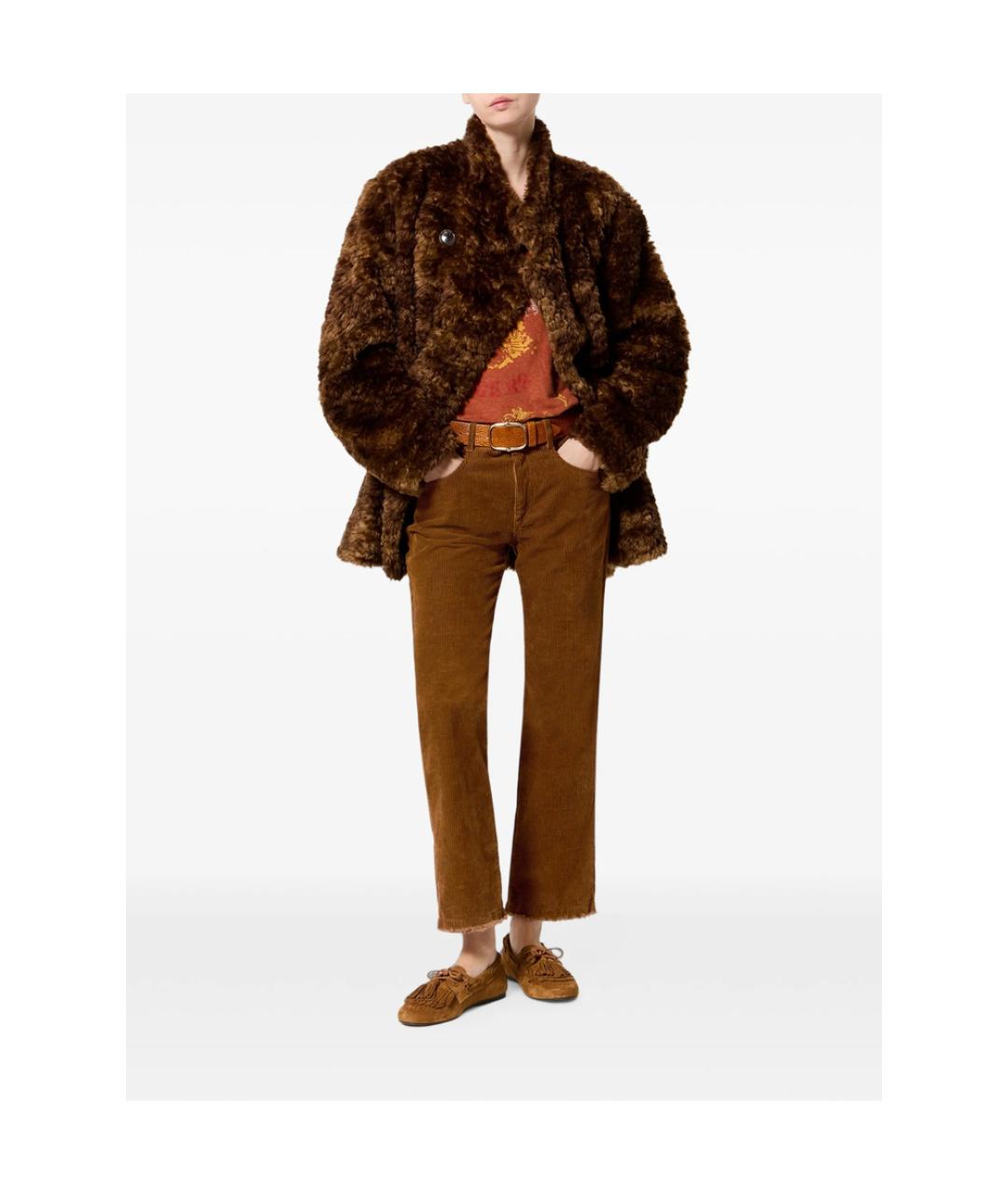 ISABEL MARANT ETOILE Коричневые хлопковые брюки широкие, фото 3