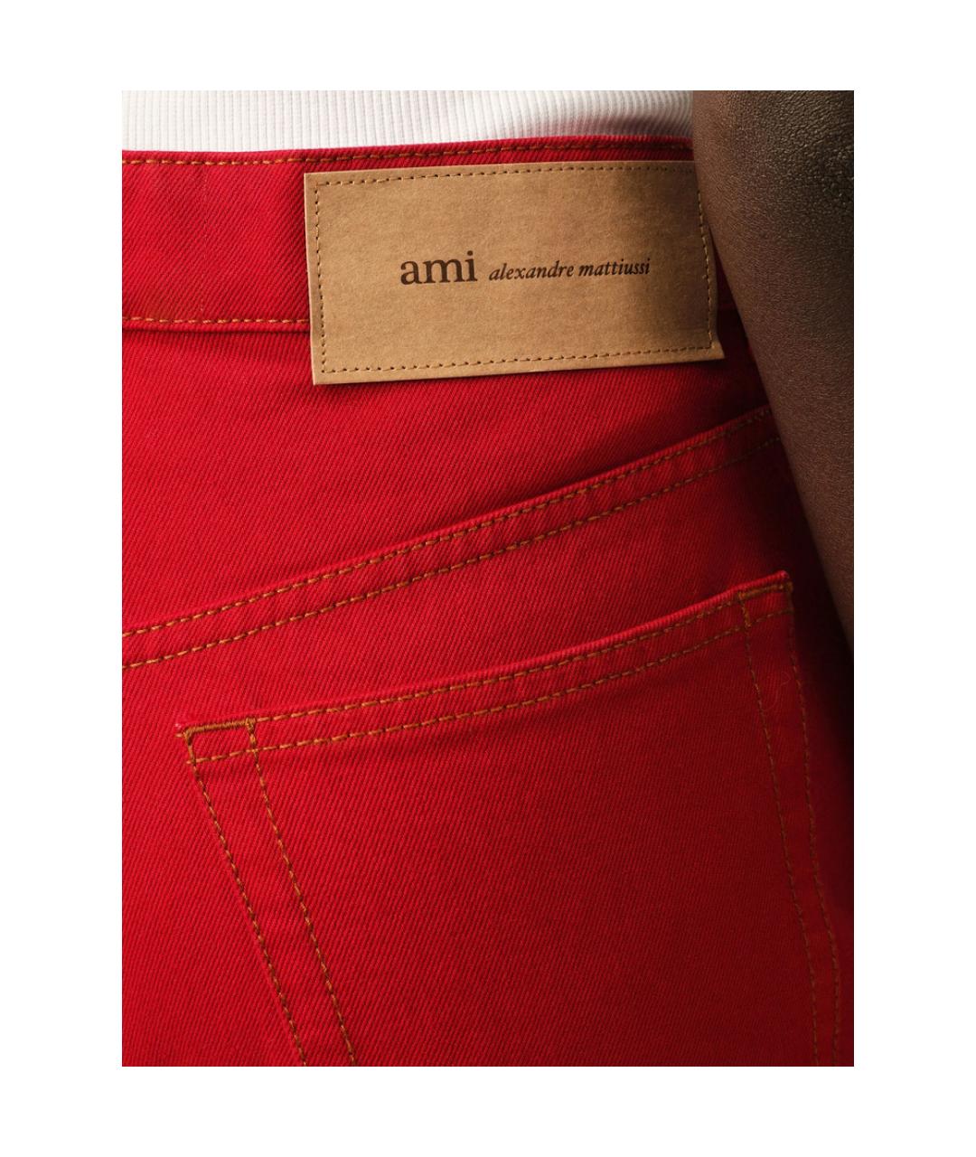 Ami Paris Красные хлопковые прямые джинсы, фото 3