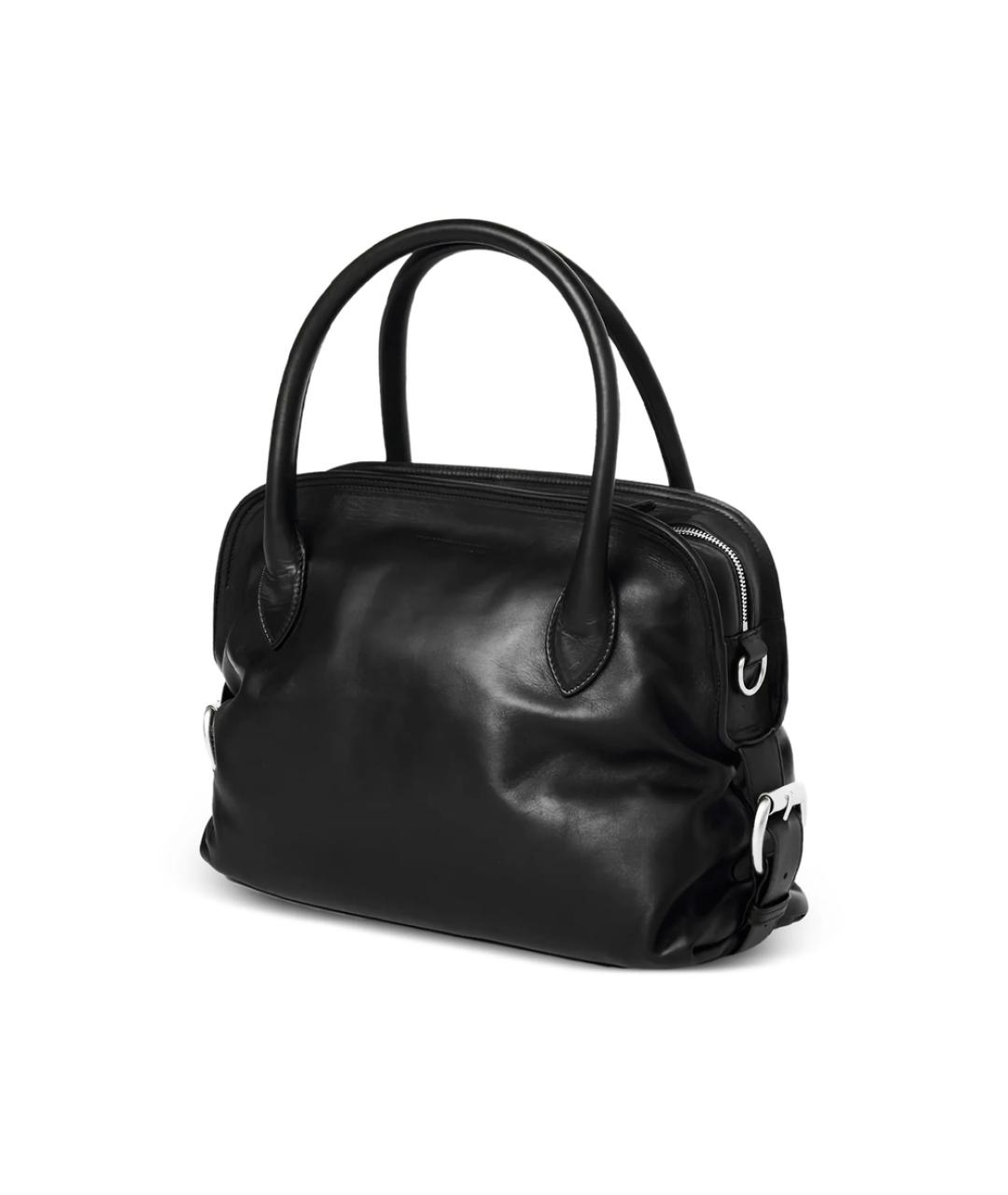 ANN DEMEULEMEESTER Черная кожаная сумка с короткими ручками, фото 2