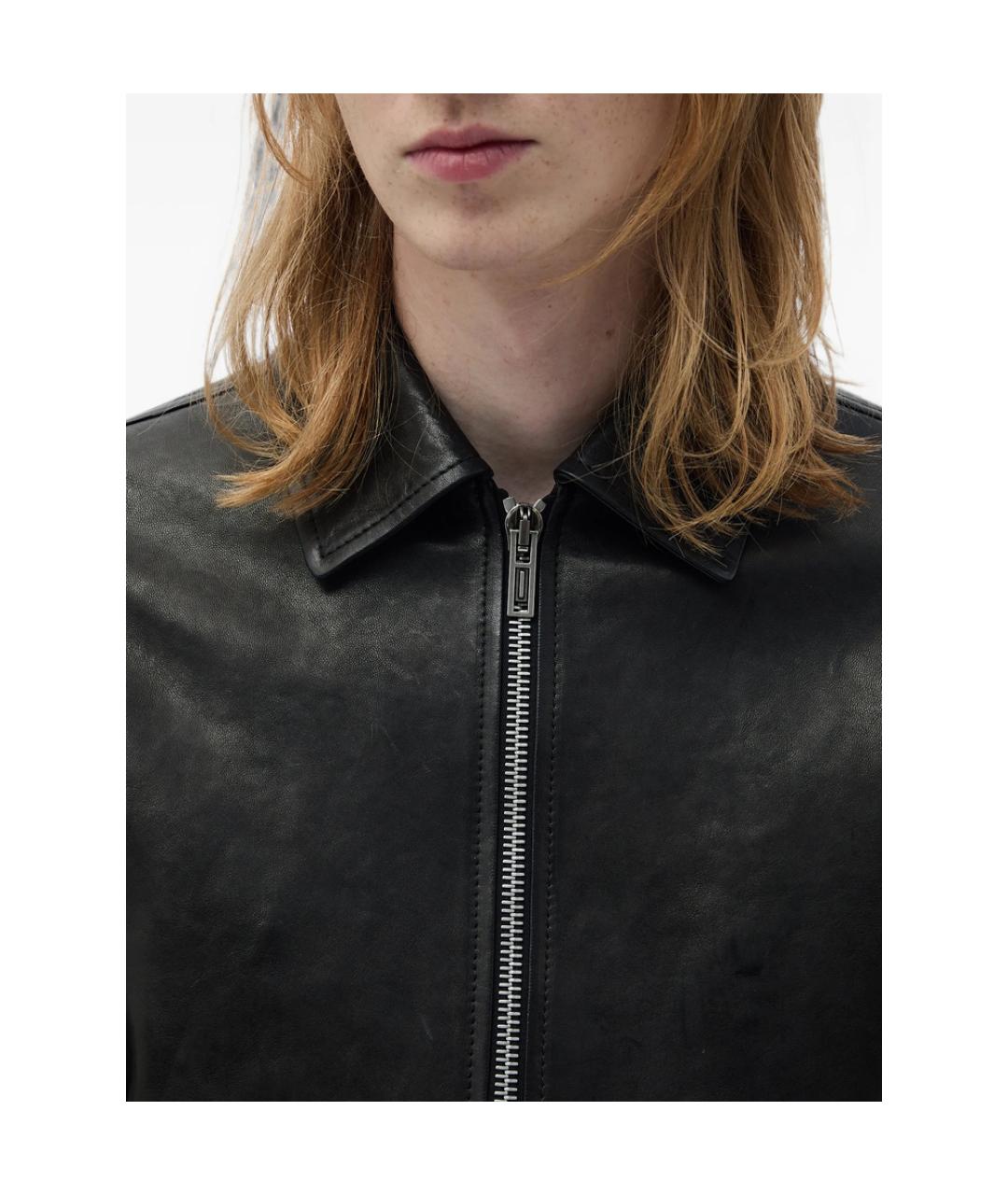 ANN DEMEULEMEESTER Черная кожаная куртка, фото 3