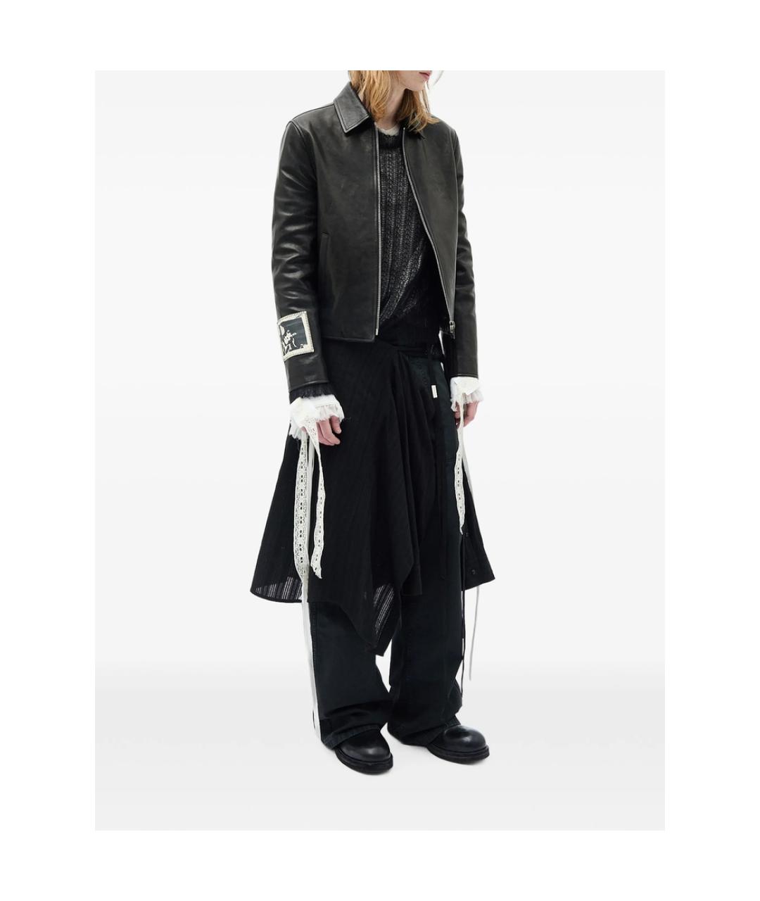 ANN DEMEULEMEESTER Черная кожаная куртка, фото 6