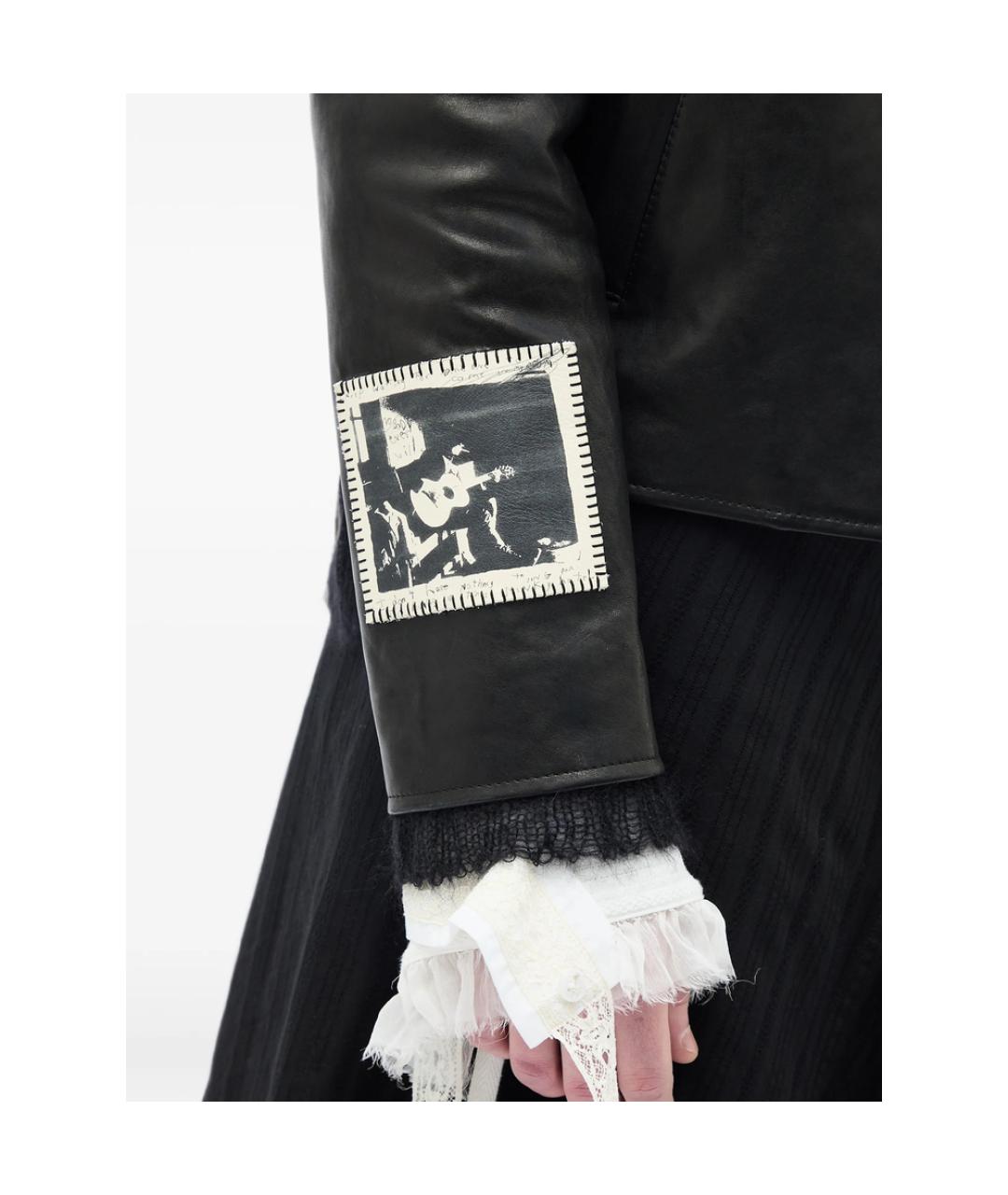 ANN DEMEULEMEESTER Черная кожаная куртка, фото 2