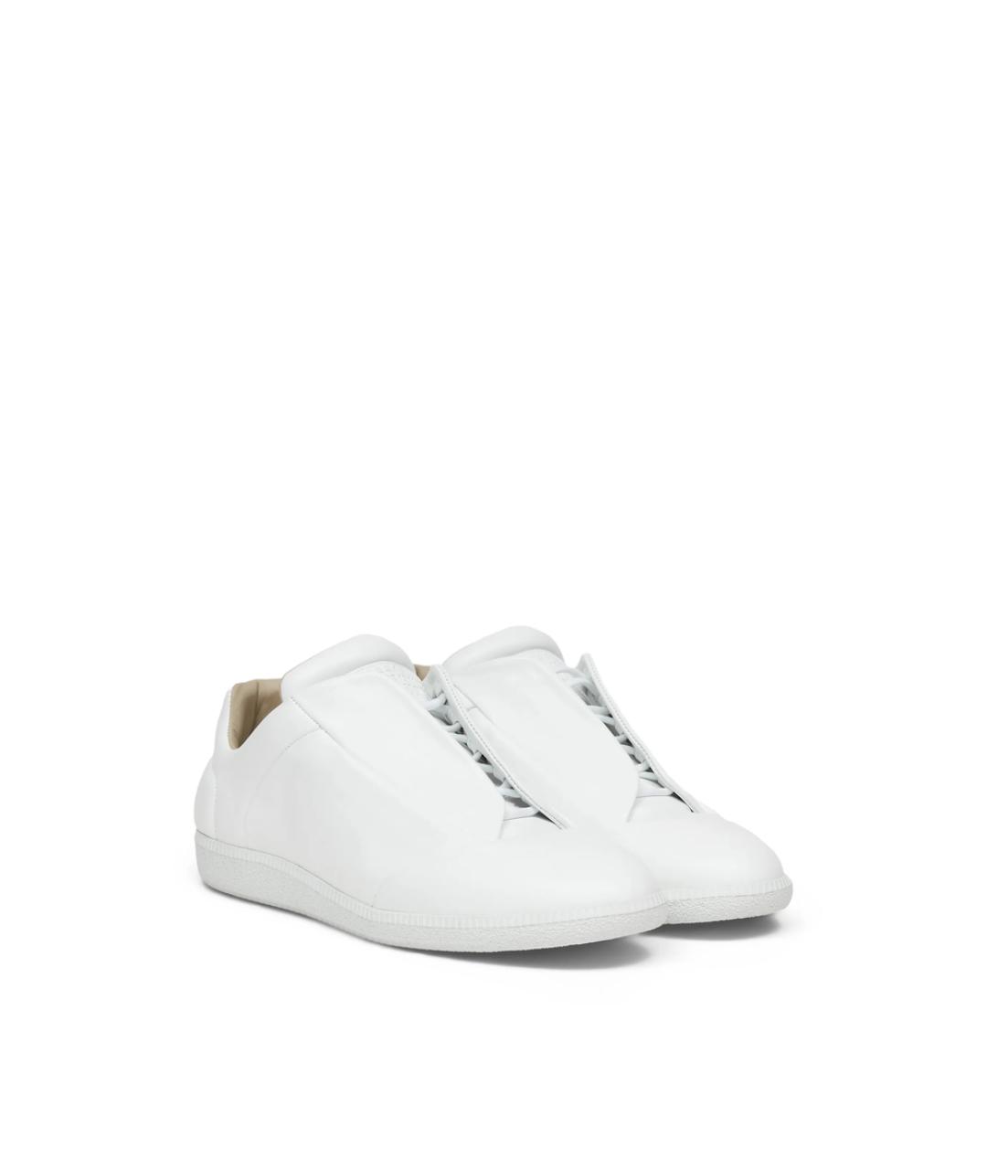 MAISON MARGIELA Белые кожаные низкие кроссовки / кеды, фото 5