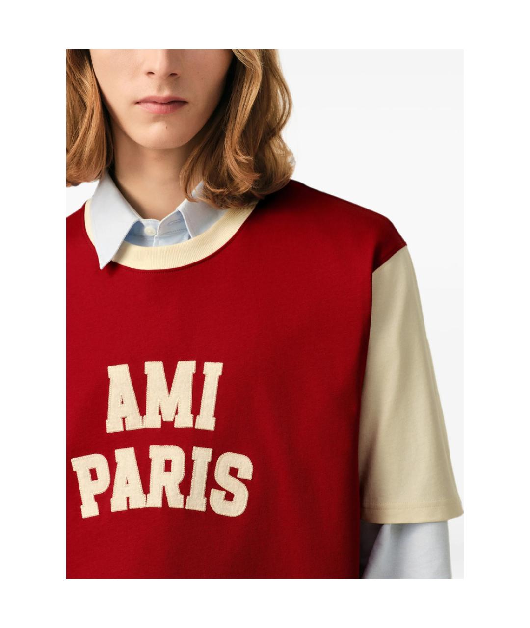 Ami Paris Красная хлопковая футболка, фото 4