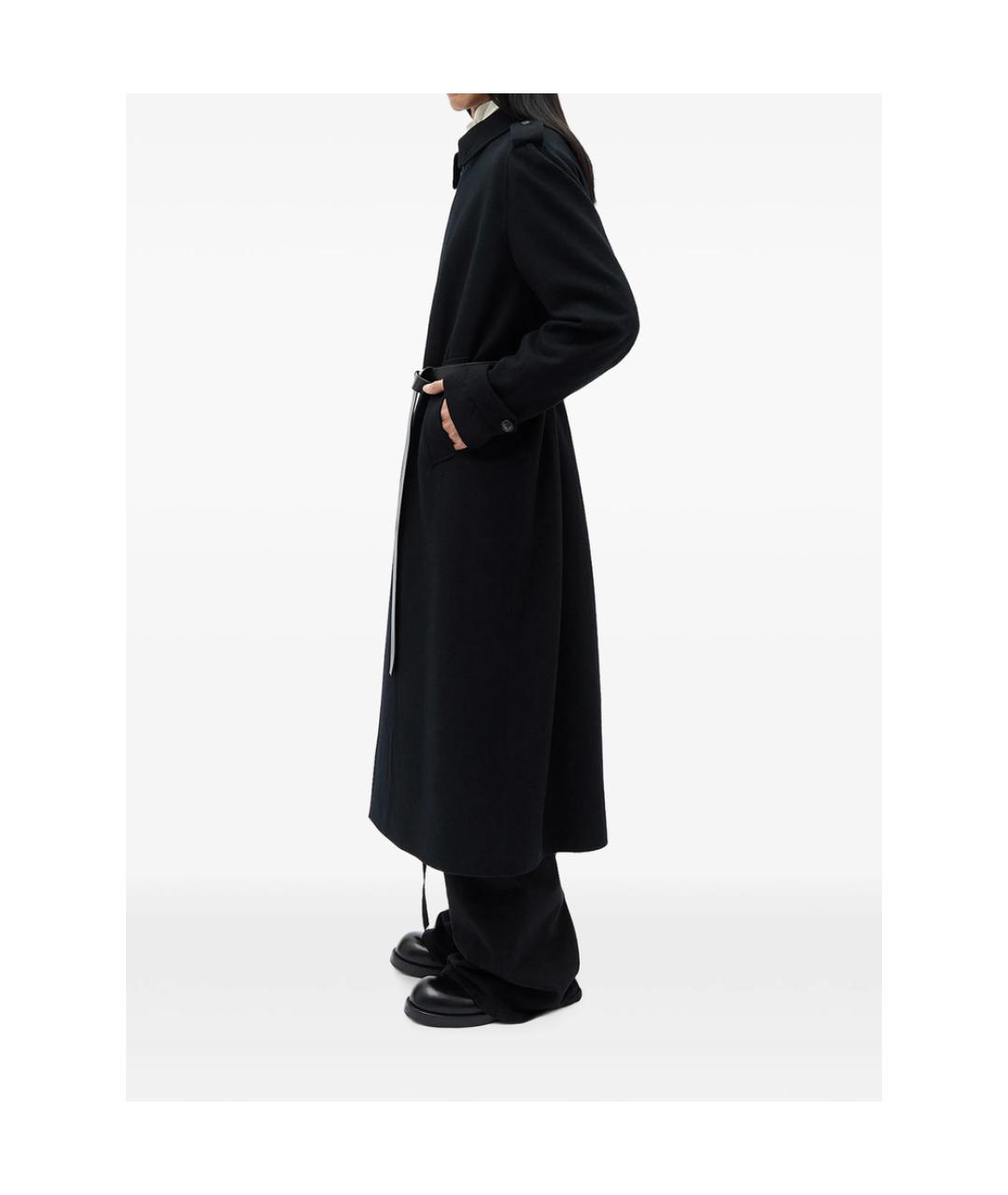 ANN DEMEULEMEESTER Черное шерстяное пальто, фото 2