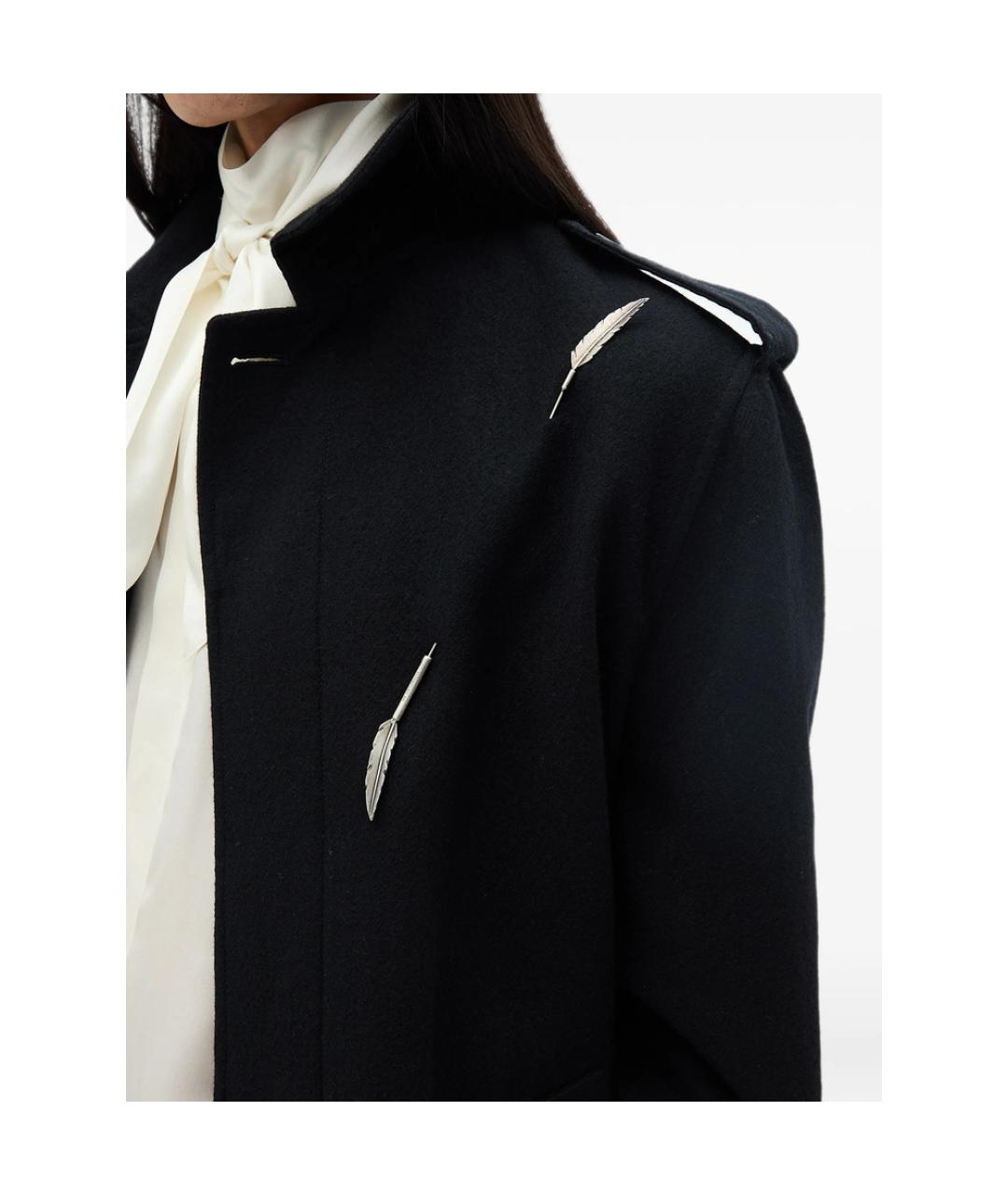 ANN DEMEULEMEESTER Черное шерстяное пальто, фото 6