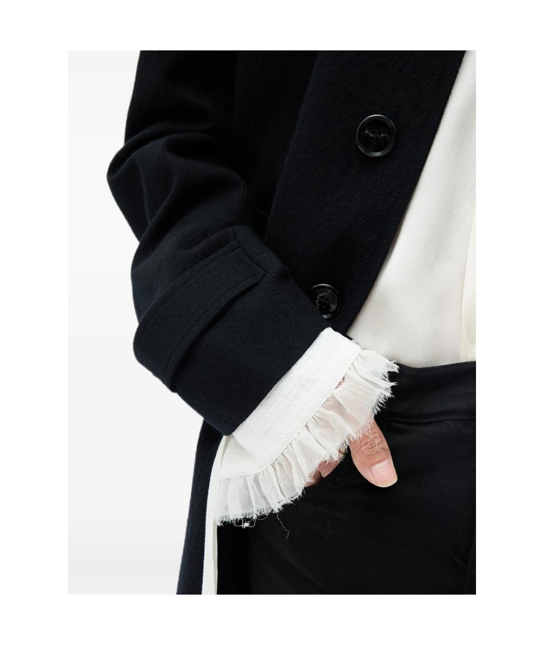 ANN DEMEULEMEESTER Черное шерстяное пальто, фото 5