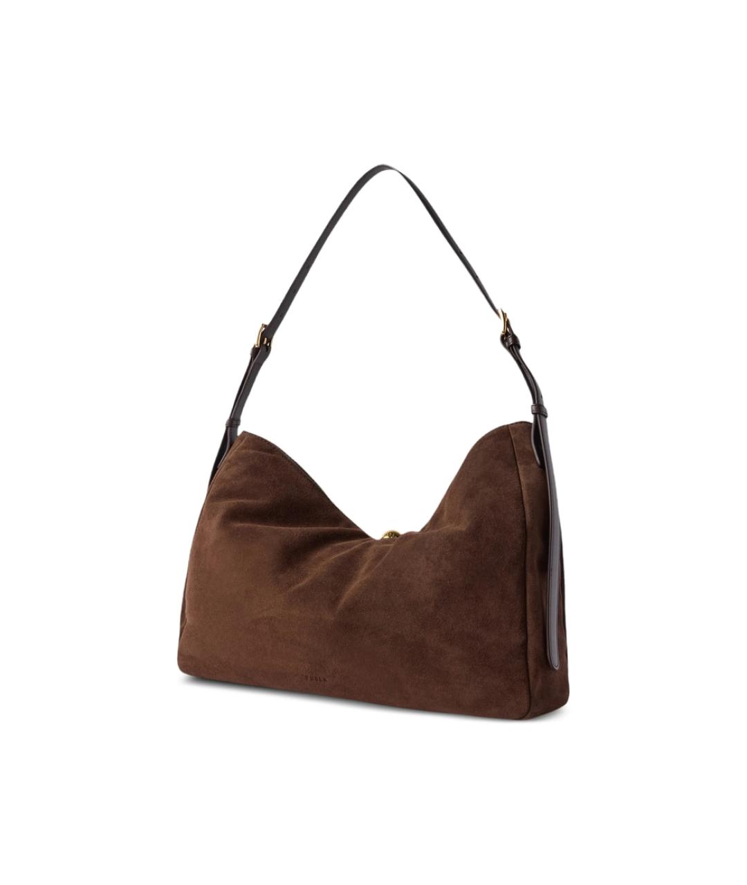 FURLA Коричневая замшевая сумка с короткими ручками, фото 4