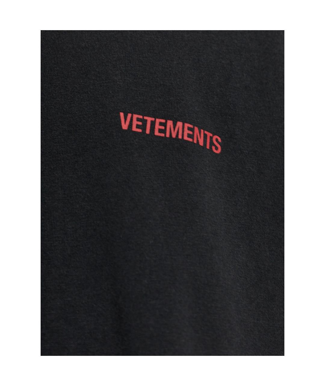 VETEMENTS Черная хлопковая футболка, фото 4
