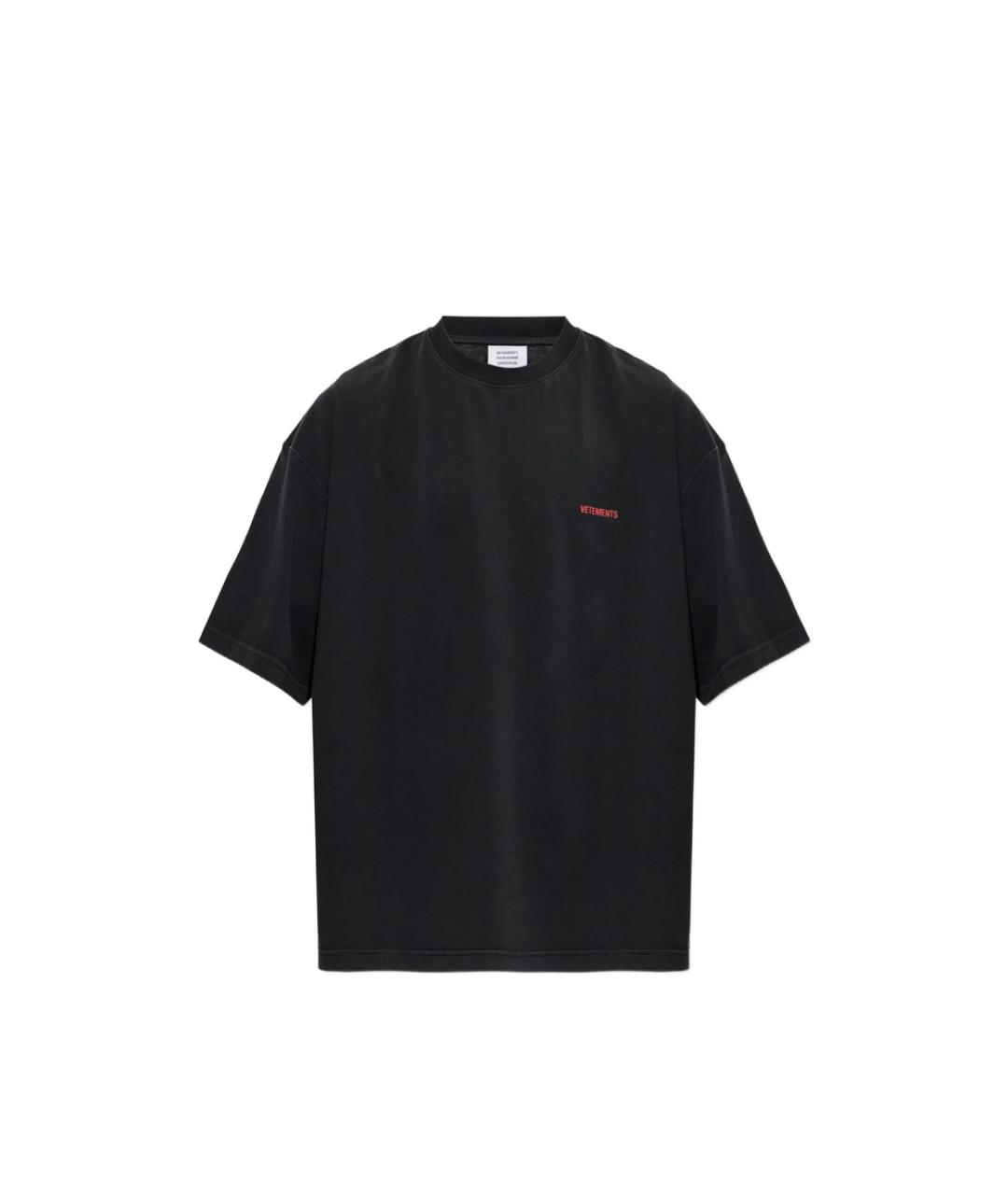 VETEMENTS Черная хлопковая футболка, фото 1