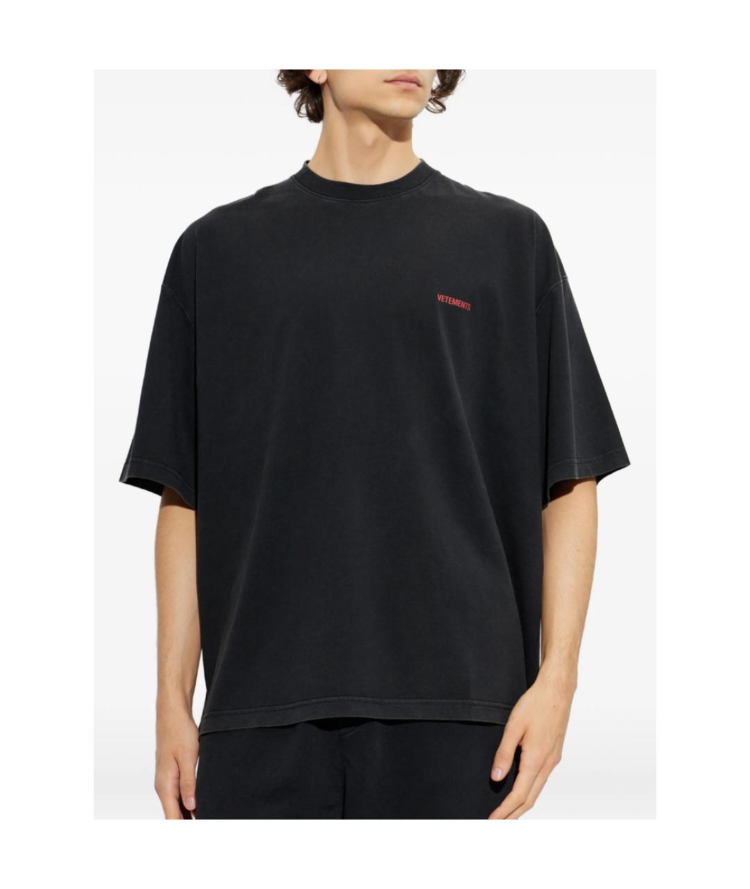 VETEMENTS Черная хлопковая футболка, фото 5