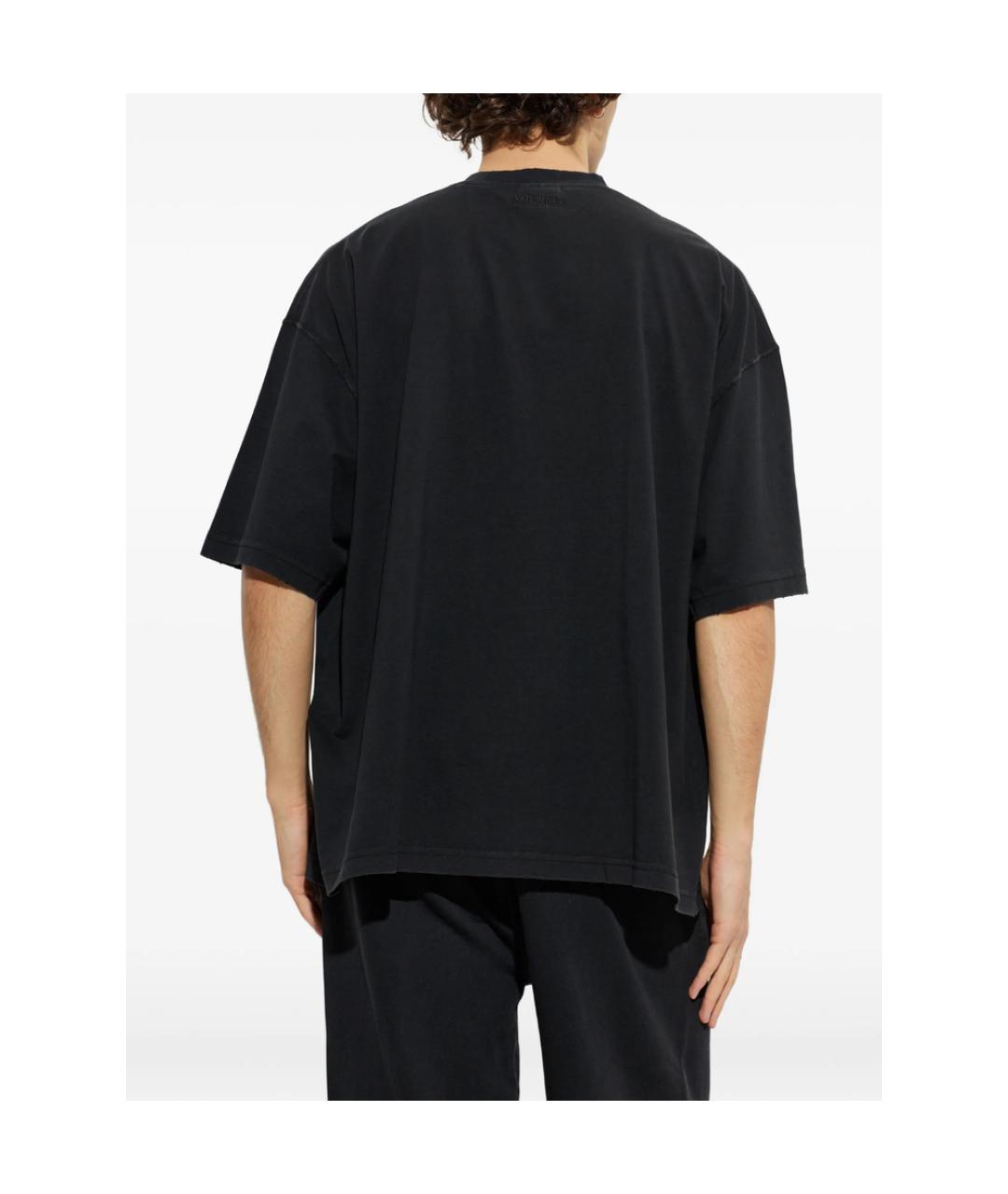 VETEMENTS Черная хлопковая футболка, фото 3