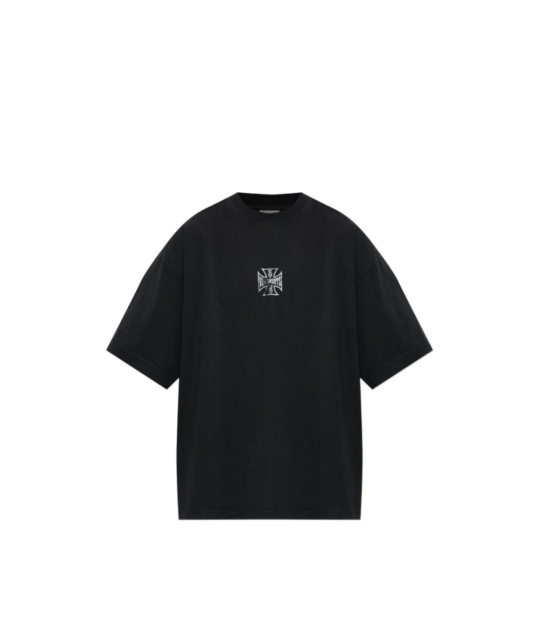 VETEMENTS Черная хлопковая футболка, фото 1