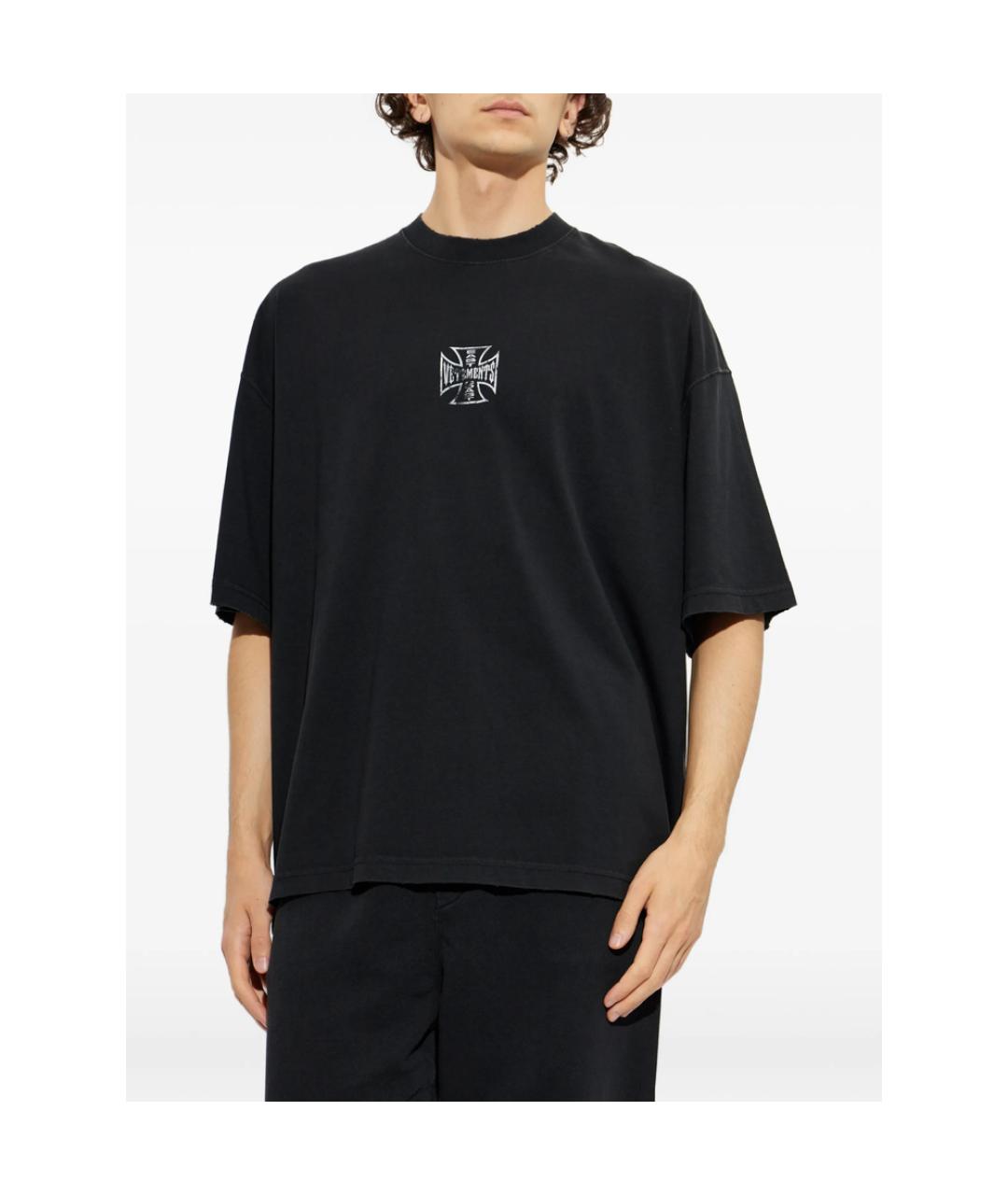 VETEMENTS Черная хлопковая футболка, фото 4