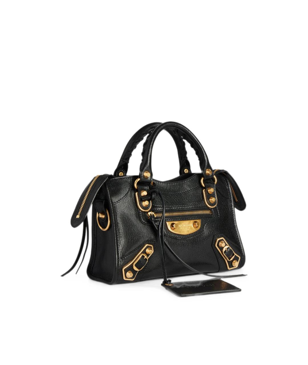 BALENCIAGA Черная кожаная сумка тоут, фото 5