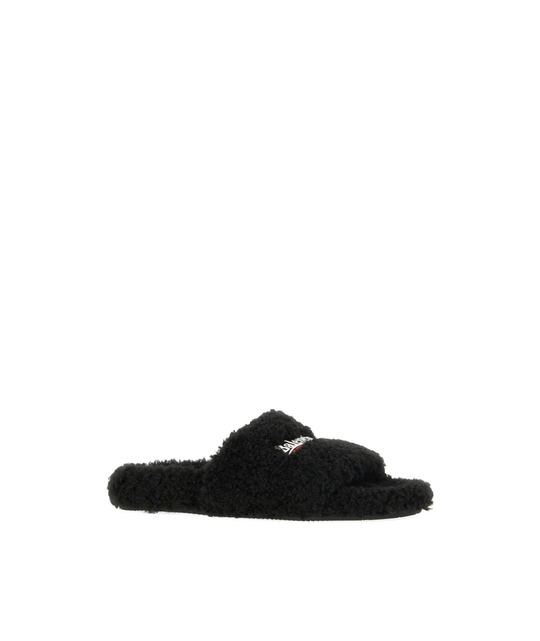 BALENCIAGA Черные синтетические шлепанцы, фото 2