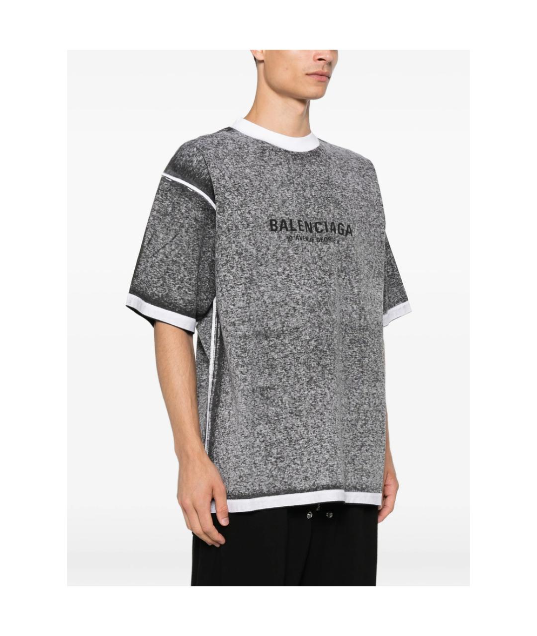BALENCIAGA Серая хлопковая футболка, фото 2
