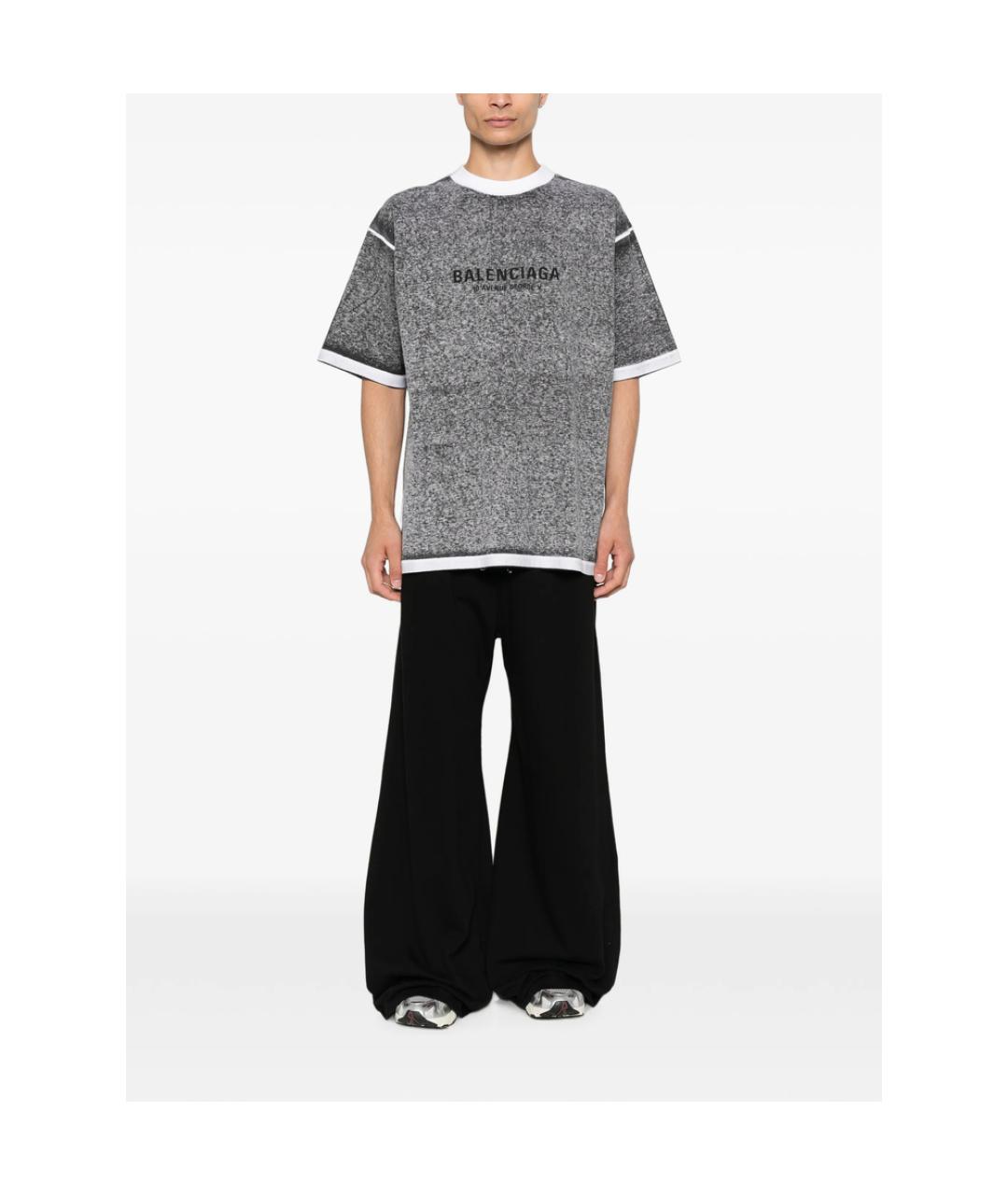 BALENCIAGA Серая хлопковая футболка, фото 3