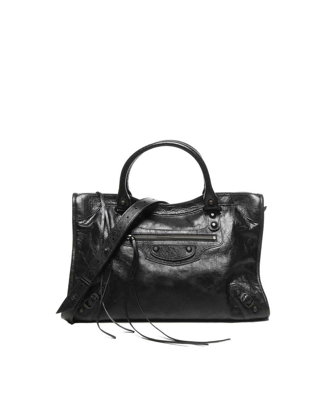 BALENCIAGA Черная кожаная сумка тоут, фото 1