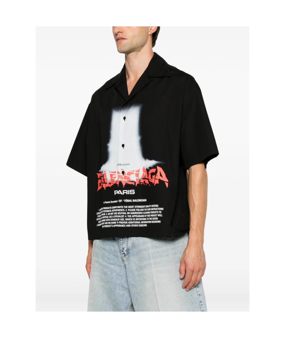 BALENCIAGA Черная хлопковая кэжуал рубашка, фото 2