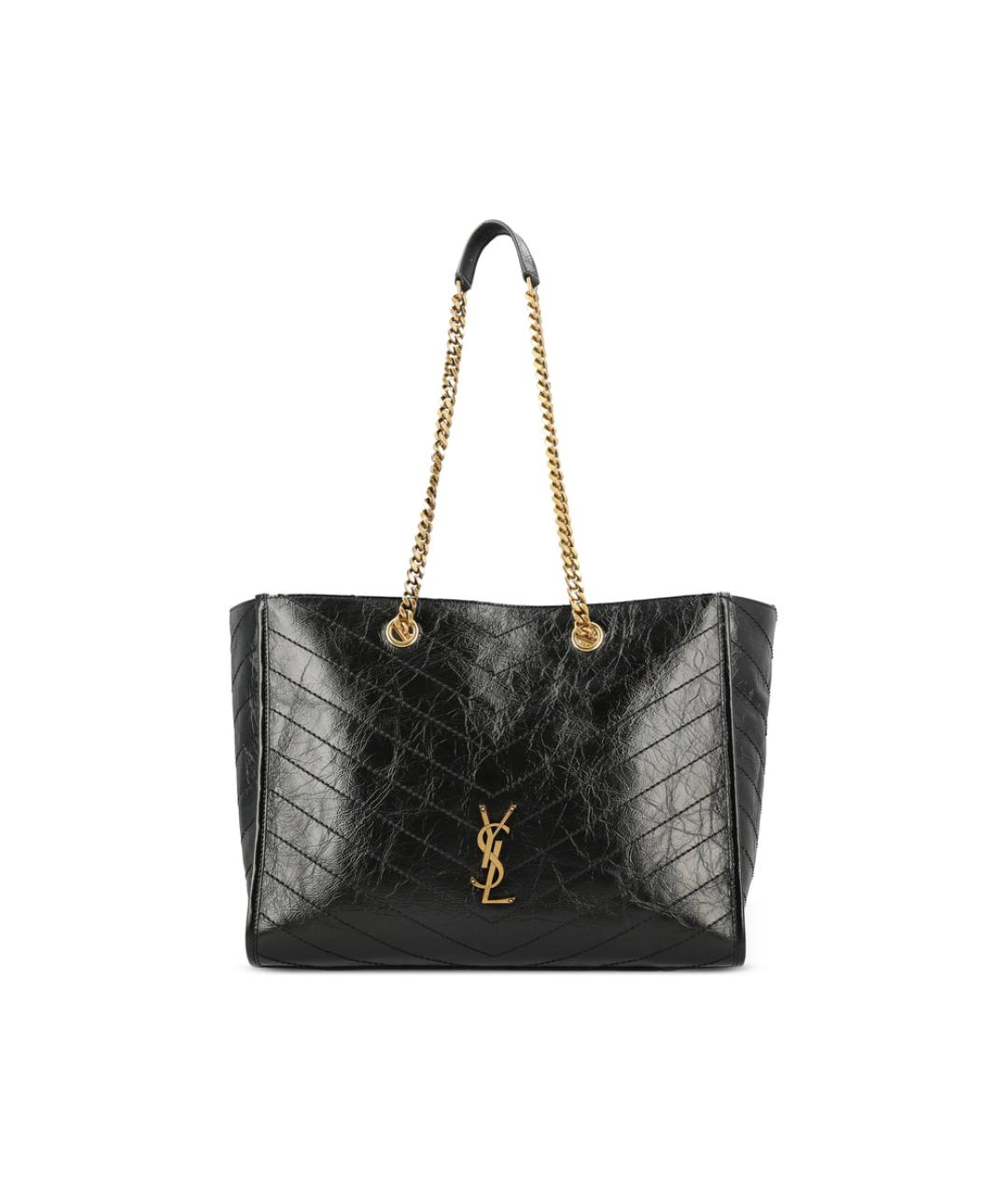 SAINT LAURENT Черная кожаная сумка тоут, фото 1