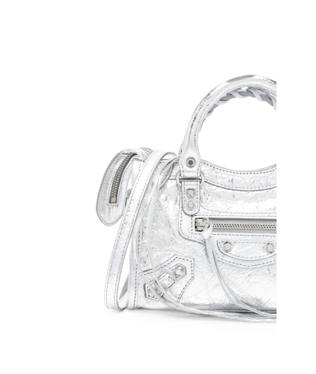 BALENCIAGA Серебряная кожаная сумка через плечо, фото 2