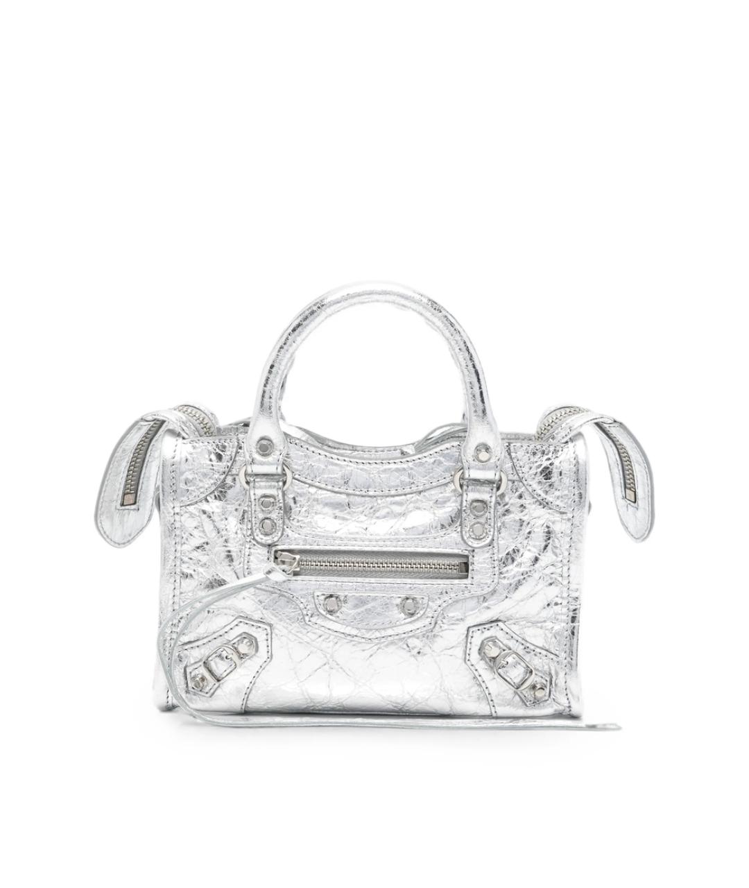 BALENCIAGA Серебряная кожаная сумка через плечо, фото 1