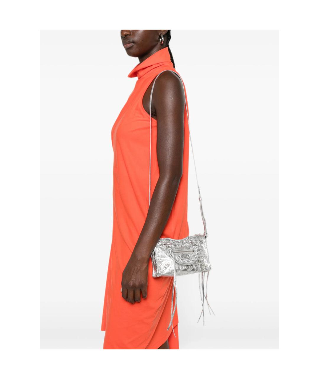 BALENCIAGA Серебряная кожаная сумка через плечо, фото 3