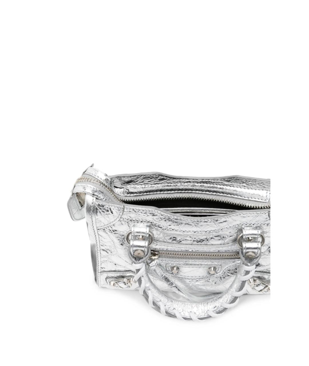 BALENCIAGA Серебряная кожаная сумка через плечо, фото 4