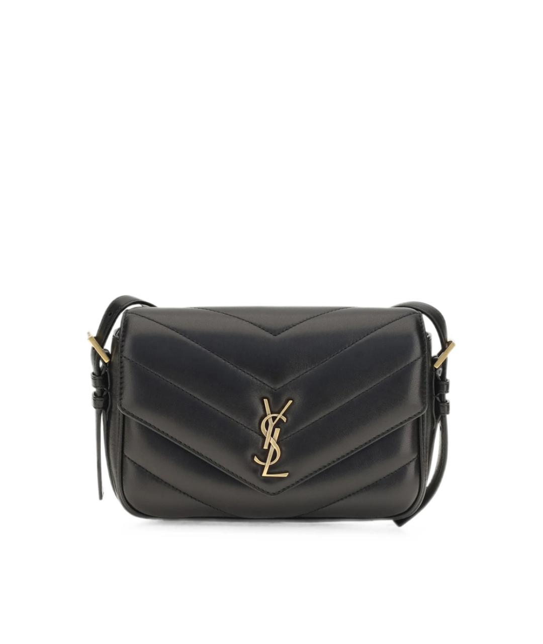 SAINT LAURENT Черная кожаная сумка на плечо, фото 1