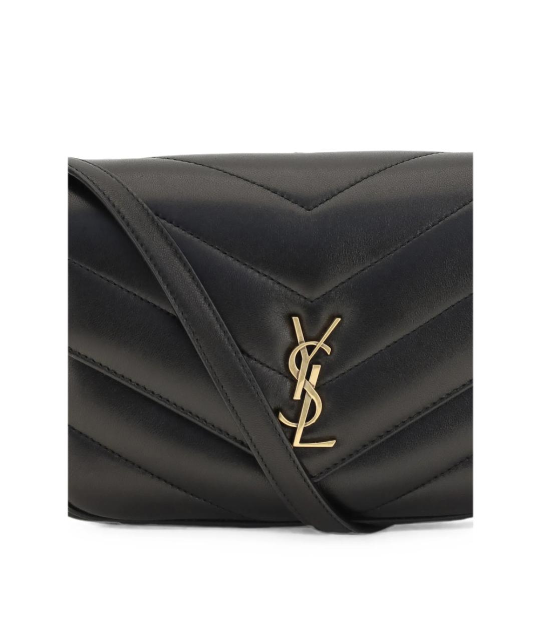 SAINT LAURENT Черная кожаная сумка на плечо, фото 4