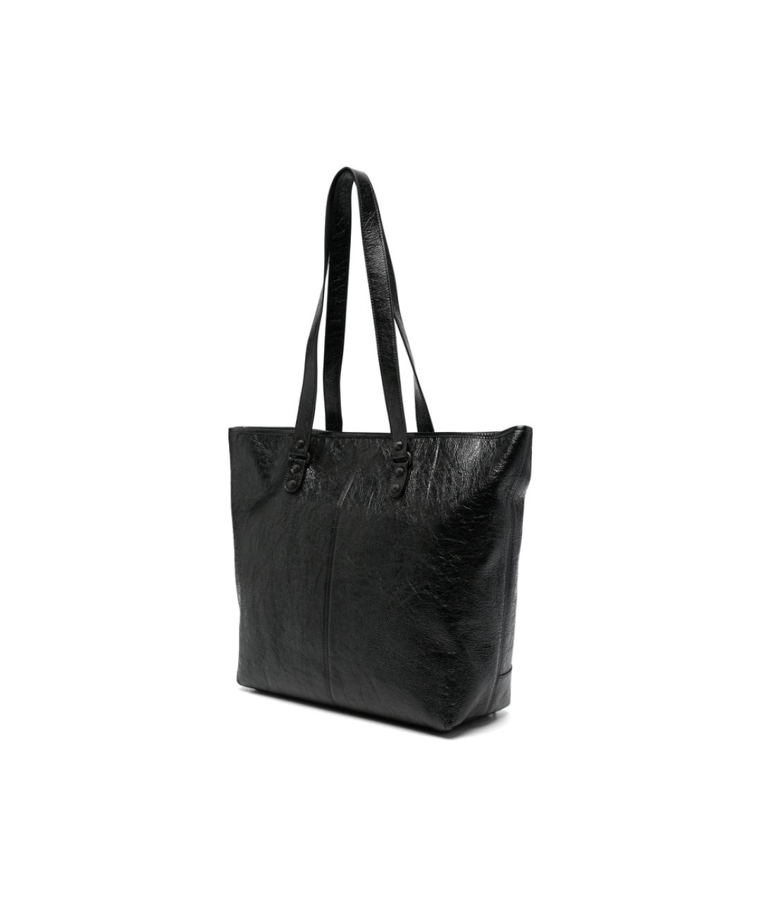 BALENCIAGA Черная кожаная сумка тоут, фото 5
