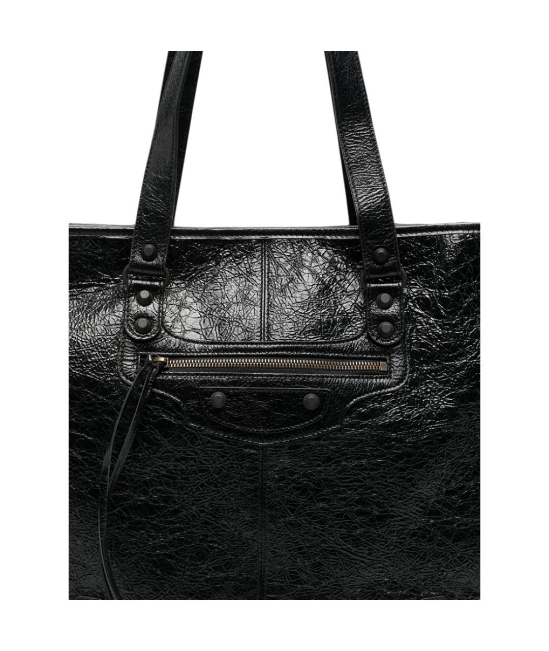 BALENCIAGA Черная кожаная сумка тоут, фото 2